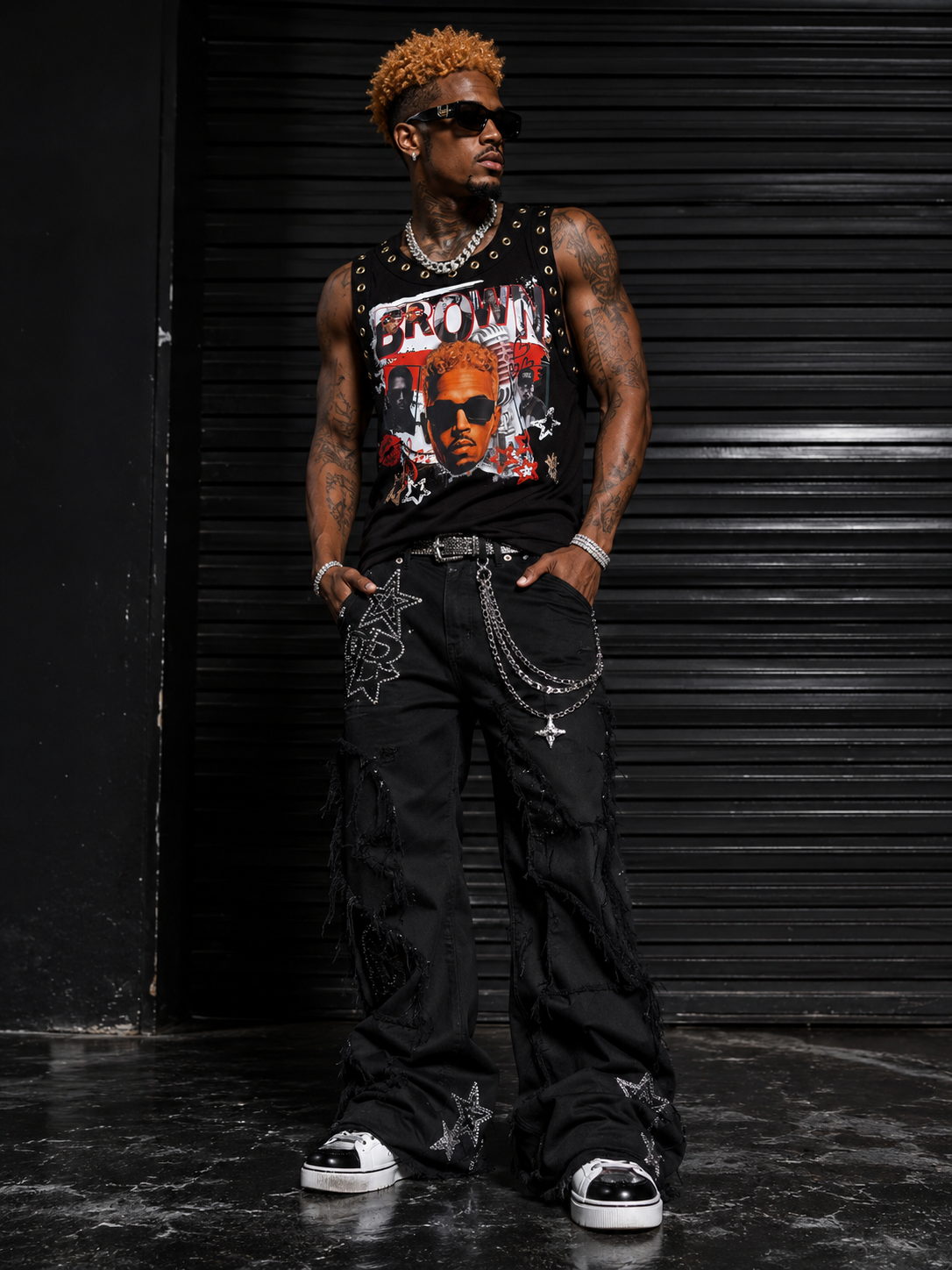 Custom “BROWN” tank top -black