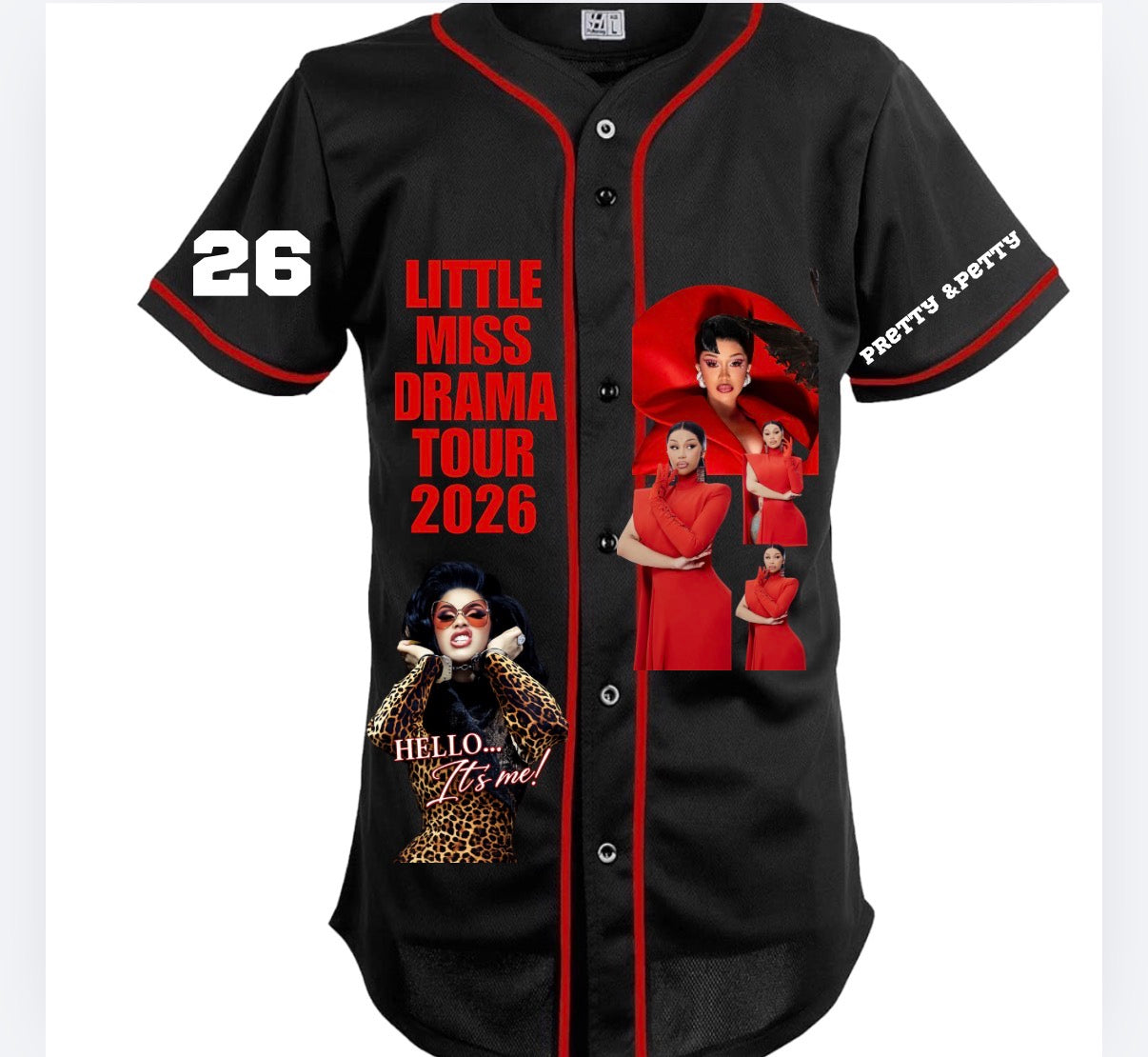 CARDI B inspired Little Miss drama tour baseball jersey