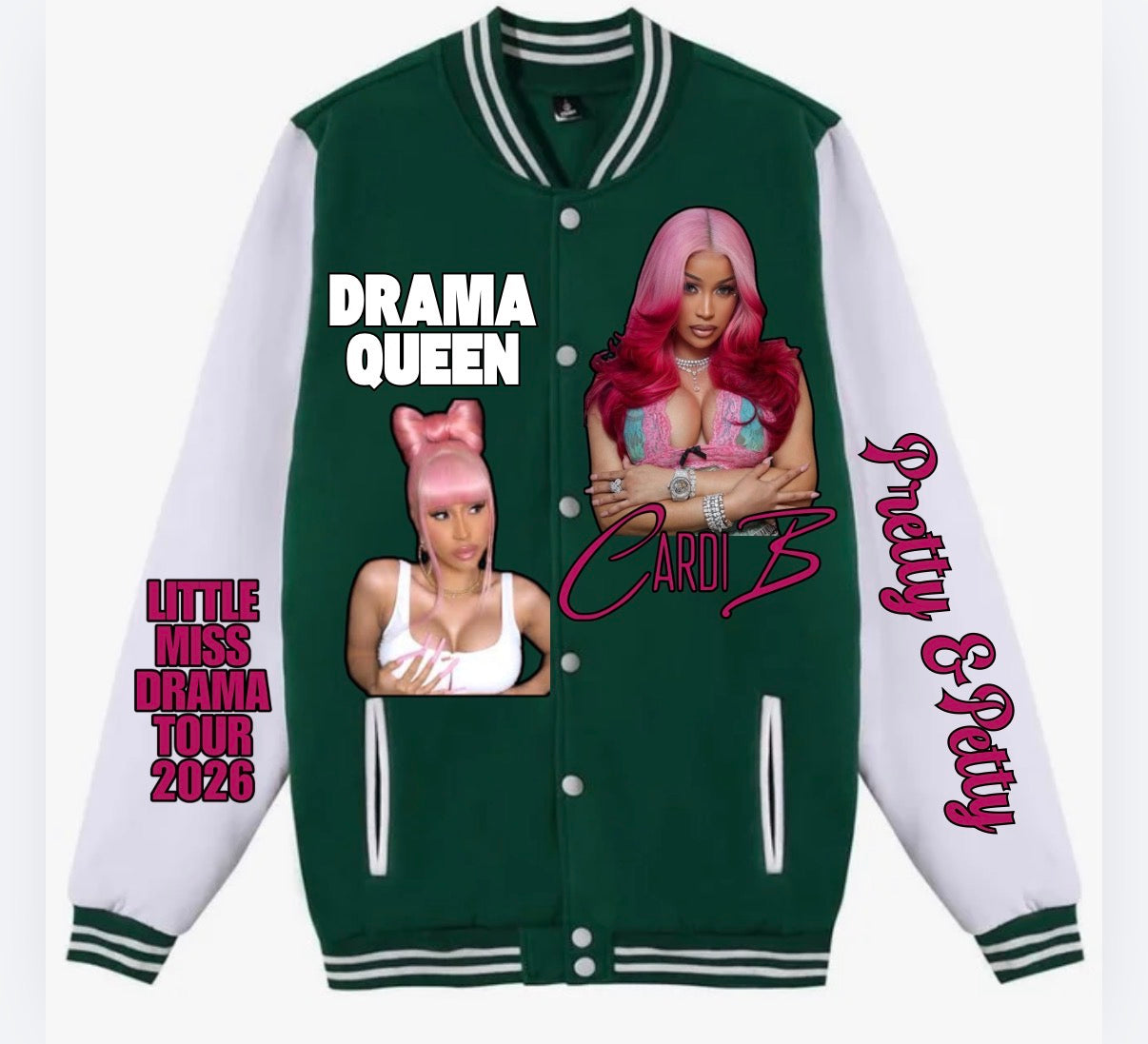 Little Miss Drama tour Cardi B inspired varsity Jacket