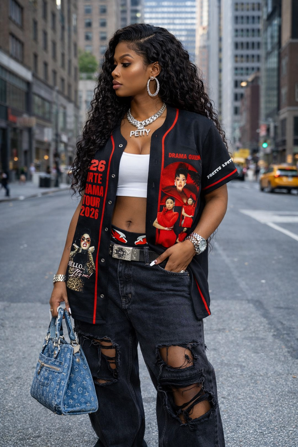 CARDI B inspired Little Miss drama tour baseball jersey